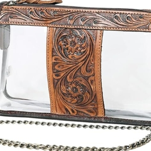 Nuevo Real Western Stylish Handcrafted Leather Fringe Clear Stadium Bags Trabajo de herramientas de cuero con estilo - Product Image 4