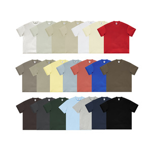 Ensembles T-shirts et shorts personnalisés en coton lourd printemps-été 305G-High Street Fashion couleur unie coupe ample à manches courtes - Product Image 4