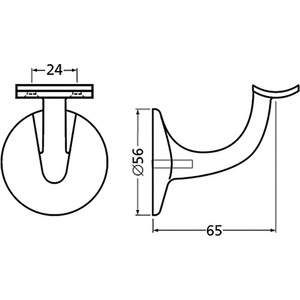 Aluminum Handrail Bracket 3501 Silver Anodized Curved Support with 56 mm <b>Wall</b> <b>Plate</b> HERMETA - Product Image 3
