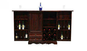 Meubles en bois de Java, armoire de bar moderne et durable, bois d'acacia massif, étagères pliables, extensibles et réglables, rangement pour vin, supports à verres - Product Image 4