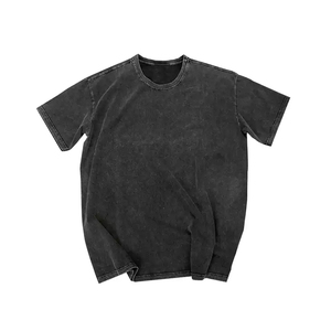 Nouveaux t-shirts à la mode lavés à l'acide pour hommes couleur personnalisée 100% coton à manches courtes motif imprimé taille adulte longue longueur - Product Image 5