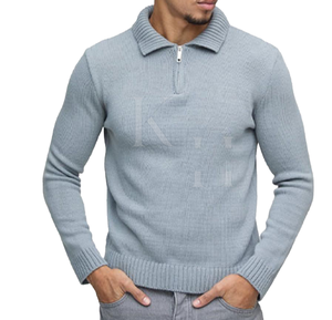 Pull en laine mélangée classique pour hommes respirant séchage rapide confortable pull à manches longues pour l'hiver Style décontracté avec logo avant - Product Image 1