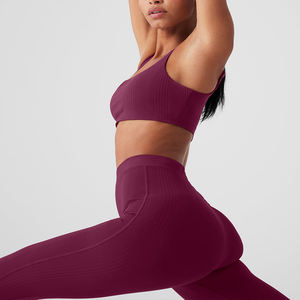 Pantalon de yoga taille haute de qualité supérieure pour femmes, vêtements de sport moulants à la mode, tricoté et respirant, design personnalisé - Product Image 5
