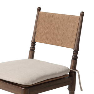 Silla Rústica de Madera con Respaldo de Cuerda Tejida y Asiento Acolchado - Product Image 4