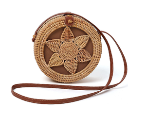 กระเป๋าหวายทำมือสำหรับผู้หญิง,กระเป๋า Ratan ชายหาดฤดูร้อนพร้อมพู่สานโบฮีเมียน - Product Image 1