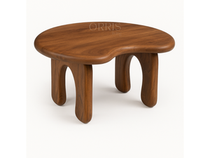 Table basse moderne en bois massif avec des courbes organiques sculptées, finition lisse, pieds robustes - Fabrication artisanale, mélange élégant d'art et de durabilité - Product Image 2