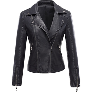 Últimas chaquetas de cuero genuino con estilo para mujer-Real Lamb, vaca, oveja de cuero de moda para mujer Biker Cropped Jacket Collection - Product Image 1