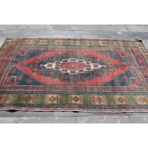 Traditional Turkish Rug <b>Red</b> Black Kilim Style 4.8x8.4ft Large Area Patchwork Pattern <b>Wool</b> 10mm Latex Rectangle Dining Room Eco - Product Image 3