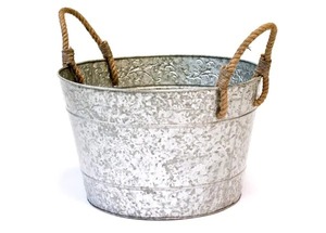 ถังปลูกต้นไม้โลหะชุบสังกะสี,พร้อมที่จับเชือกสำหรับแขวนตกแต่งในร่มกลางแจ้งสำหรับบ้านไร่ - Product Image 6