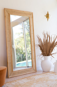 Venta al por mayor de ratán de gran tamaño espejo Vintage espejo de pared para la decoración del hogar - Product Image 2