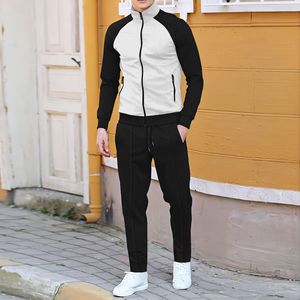 Conjunto de chándal informal para hombre, chaqueta y pantalones de cuello alto, moda para hombre, traje Unisex, ropa deportiva para exteriores, Top transpirable a la moda - Product Image 1