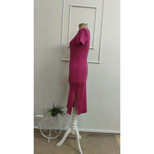 Vestido midi tipo corsé de manga corta y cuello redondo con abertura para mujer, 37803 - Rosa - Product Image 6