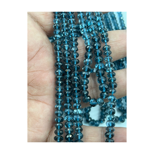 Cuentas Rondelle facetadas de Topacio azul natural de calidad AAA, hebra suave de 8 pulgadas, 12-15mm aprox. Tamaño para la fabricación de joyas - Product Image 1