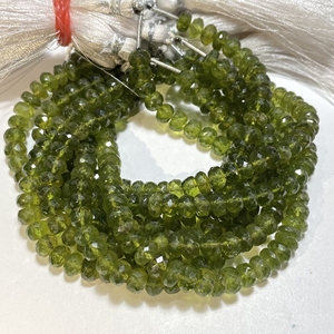 Cuentas Rondelle facetadas de vesuvianita verde Natural rara al por mayor, taladro central de 6,75-7,5 MM, joyería de piedras preciosas de hebra larga de 7 pulgadas - Product Image 4