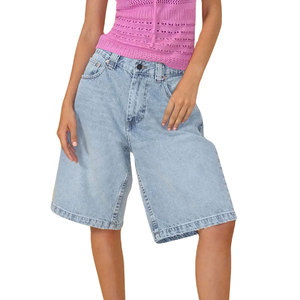 Pantalones Cortos Largos de mezclilla informales para mujer con estampado deshilachado, pantalones vaqueros transpirables de venta completa - Product Image 1