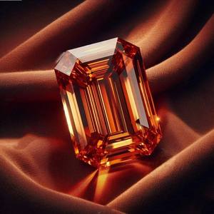 Moissanita de Laboratorio de 2 Quilates, Corte Esmeralda, Color Naranja, Claridad VVS1, Piedra Suelta Súper Brillante con Destello, con Certificado de Autenticidad, 7x9 mm - Product Image 2