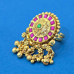 Anillo de moda ajustable antiguo hecho a mano con oferta de mayoristas indios chapados en oro - Product Image 2