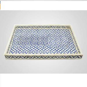 Bandeja de servicio sostenible hecha a mano personalizada con diseño de incrustaciones de hueso colorido - Product Image 1