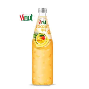 490毫升Vinut瓶椰奶芒果与Nata de coco不添加糖定制包装私人标签OEM