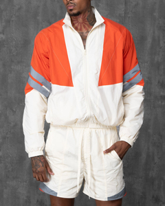 Combinaisons de pluie imperméables hommes femmes Multi panneau couleur unie veste Streetwear Shorts ensembles 100% Nylon coupe-vent survêtement hommes - Product Image 4