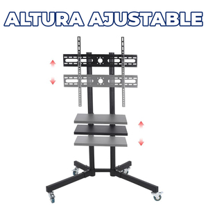 Supporto TV Mobile con Ruote in Acciaio Girevoli a 360 Gradi, Stand da Pavimento per TV LED Curve e Piatte - Product Image 3