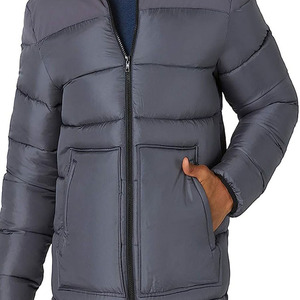Custom Men's Quilted Puffer Bomber <b>Jacket</b> High Quality Winter Warm Long Polyester Coat with Front Logo Thin Thickness <b>Padding</b> - Product Image 5