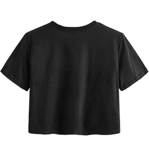 Camiseta estampada recortada de algodón 100% para mujer, ropa de calle de verano desgastada con gráfico de alta calidad - Product Image 2