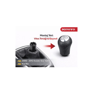 Accent Era 5-Speed <b>Gear</b> Shift <b>Knob</b> for Getz for Kia Rio 2006-2012 Perfect Fit Chrome Middle Section Leather and ABS Material - Product Image 2