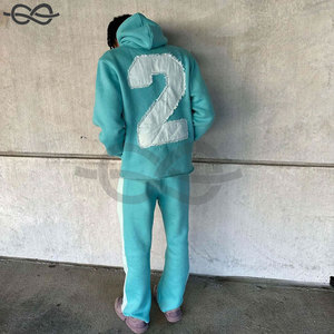 Premium Men's Winter Flare Pants Sets 100% Fleece Custom Logo <b>Full</b> <b>Zip</b> <b>Hoodie</b> Tracksuits Plus Size Branded Fashion Customized - Product Image 6