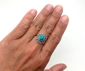 Bijoux pour femmes Bague style bohème argent Bijoux en argent sterling 925 Turquoise Gemstone Tendance Bague faite à la main Cadeau pour l'amour - Product Image 2