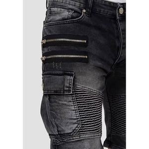 Vente en gros de pantalons de vélo personnalisés de haute qualité shorts en jean pour hommes shorts en coton délavé de rue avec fermeture éclair shorts pour hommes coupe ajustée - Product Image 3