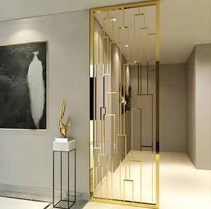 Premium Room <b>Divider</b> Partition Wall Folding Stainless Steel Privacy <b>Screen</b> with PVD Gold Finish for Home <b>Office</b> and Restaurant - Product Image 1