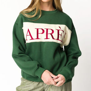 Bordado Logo Peso Pesado Cuello Redondo Sudadera Niñas Varsity Sudadera Colorblocked Bordado Cuello Redondo - Product Image 2