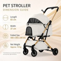 Poussette de luxe pliable pour animaux de compagnie avec cadre en aluminium, poignée télescopique, 4 roues, style valise, chariot de voyage pour chats et chiens (toutes saisons)