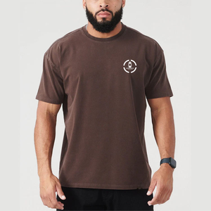 T-shirt d'entraînement de gymnastique surdimensionné en coton pour hommes, vêtements de fitness vierges personnalisés de haute qualité - Product Image 5