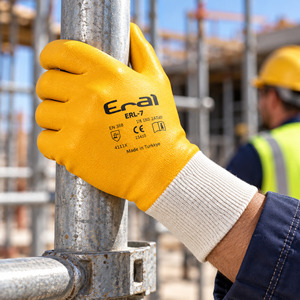 Gants de travail entièrement enduits de nitrile jaunes - Product Image 6