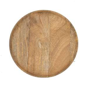 Assiette à dîner moderne écologique en bois de manguier, plateau de présentation rond assaisonné léger, lot de vaisselle pour le camping - Product Image 1