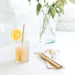 Pajitas reutilizables para cóctel de agua, Pajita de caña reutilizable con cepillo limpiador eco Coir, juego de regalo para batidos y bebidas de zumo - Product Image 3