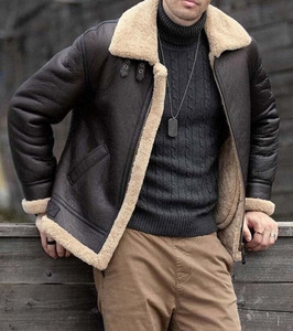 Wholesale Price Unique Design <b>Men</b> Bomber <b>Jacket</b> at Low MOQ Good Quality Solid Color Leather Bomber <b>Jacket</b> for <b>Mens</b> - Product Image 4