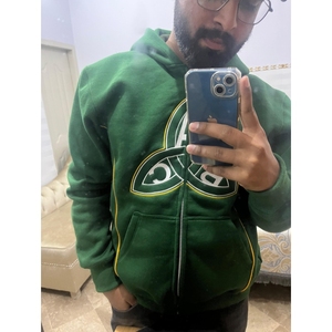 100% coton surdimensionné hommes sweat à capuche 3D bouffée imprimé brodé poids lourd fermeture éclair complète 500gsm pour bouffée impression sweats à capuche - Product Image 3