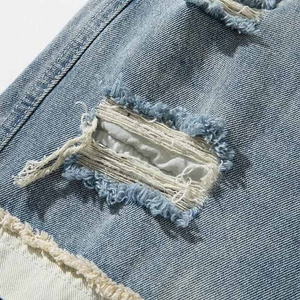 กางเกงยีนส์ผ้าโพลีเอสเตอร์ทรงหลวมสำหรับผู้ชายกางเกงยีนส์ซักขาดทรงหลวมแฟชั่นงานตามสั่ง - Product Image 5