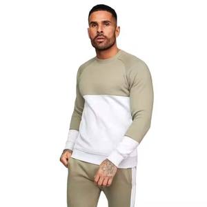 400g 85% coton éponge française col rond blanc à manches longues sweat mode tenue décontractée sweat pour hommes avec logo d'impression bouffante - Product Image 1