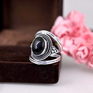 Boho Style 925 Sterling Silver Black Onyx Gemstone Ring Jewelry Bague en argent faite à la main Bijoux pour femmes Cadeau de mariage pour elle - Product Image 3