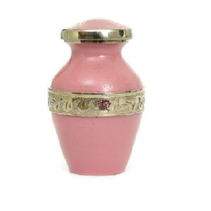 High Quality Brass Cremation <b>Keepsake</b> Urn With Gold Engraved Band And Pink Color Finished For Human <b>Ashes</b>-Funeral Supply - Product Image 1