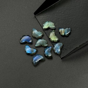 Perles de pierres précieuses en labradorite sculptées à la main en forme d'insecte papillon, en vrac, 12 mm - Product Image 3