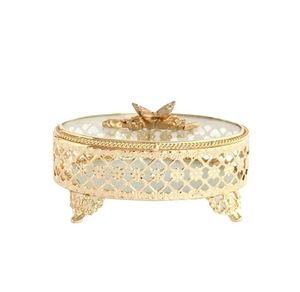 ที่จัดแสดงแหวนทำมือกล่องเครื่องประดับโลหะสำหรับจัดงานแต่งงานกล่องเครื่องประดับทองเหลืองสุดหรูสำหรับเก็บสร้อยคอ - Product Image 6