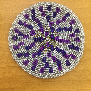 Vintage Inspired Boho Embroidered Coaster with Beads Handmade Cross-<b>Stitching</b> & Needlework Drinkware Coaster Gift - Product Image 4