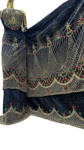 Tissu de chemisier brodé en velours africain de haute qualité George Wrapper avec broderie décorative - Product Image 3