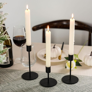 Metal Medium Pillar Candle Holder for Wedding Parties Iron Metal Candle <b>Stick</b> Holder for Home Decoration Black Finished Set 3 <b>Pc</b> - Product Image 3