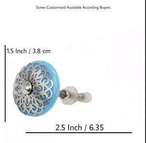 Perillas de cerámica turquesa con flor de filigrana plateada marroquí, tiradores de manija de armario de cajón Industrial para armario de cocina de dormitorio - Product Image 3